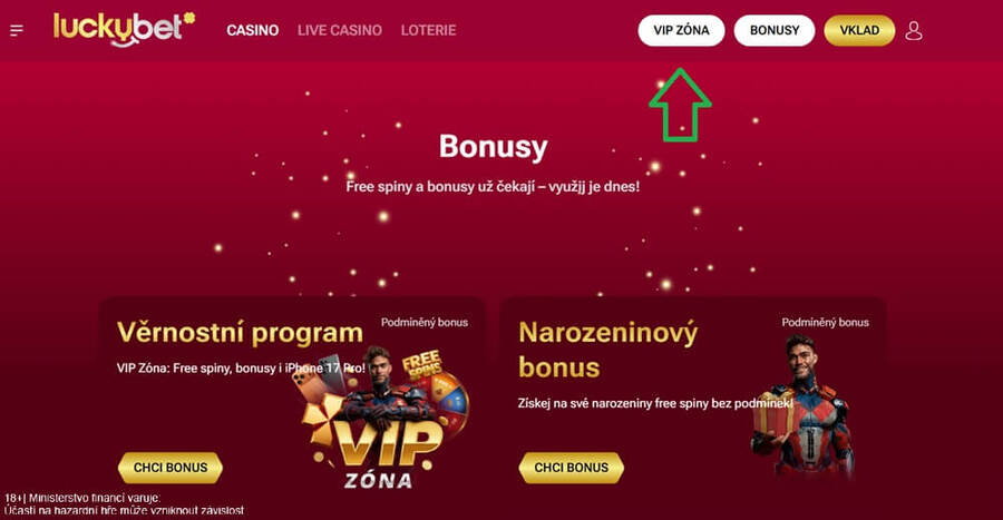 Nejprve je nutné přejít do sekce s&nbsp;přehledem bonusových nabídek