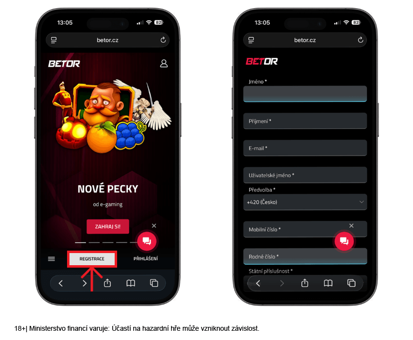Betor free spiny lze získat za registraci