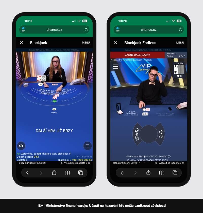 Live blackjack na mobilu v&nbsp;casinu Chance