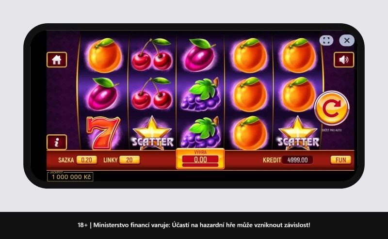 Výherní automat Fruit and Sevens roztočíte od 0,20&nbsp;Kč