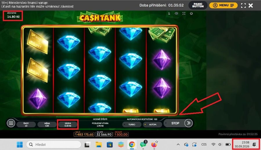 Výsledek našeho redakčního testu s&nbsp;haléřovým automatem Cash Tank ve Forbes casinu